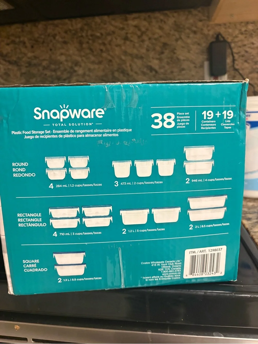 38-Piece Plastic Food Storage Set with Blue Lids